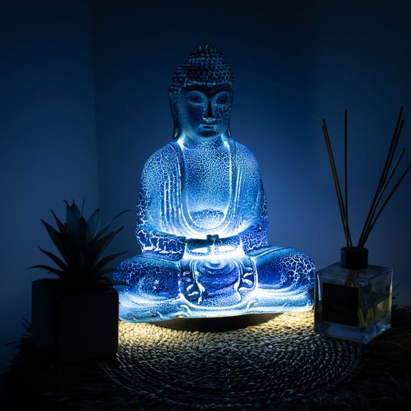 Meditation Buddha Lamp Sky Blue - Oval Stand
