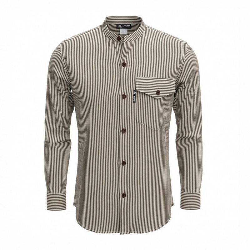 Nomad Sari Grandad Shirt - Grey Stone - Large