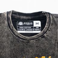 Nomad Sari Stonewashed Cotton T-Shirt - Compass of Life - Charcoal - Medium