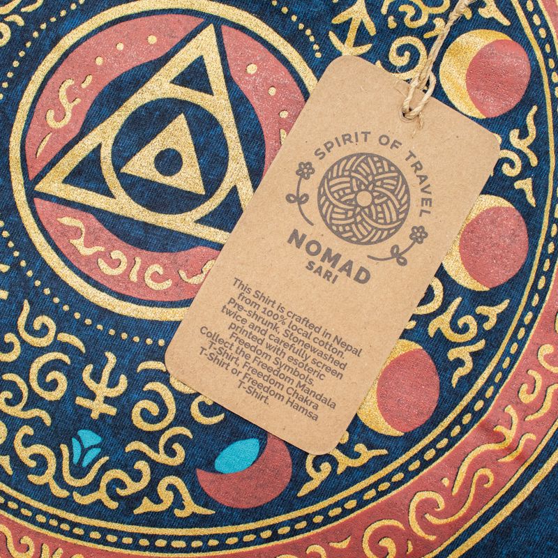 Nomad Sari Stonewashed Cotton T-Shirt - Stay Wild Moon Child - Blue - Medium