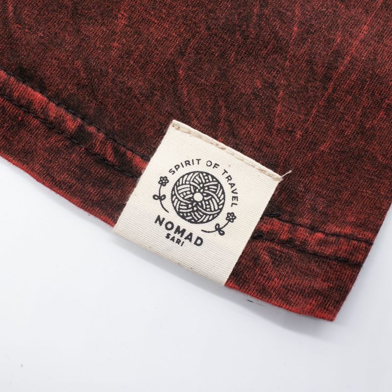 Nomad Sari Stonewashed Cotton T-Shirt - Dragon Mandala - Maroon - Small