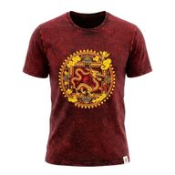 Nomad Sari Stonewashed Cotton T-Shirt - Dragon Mandala - Maroon - Medium