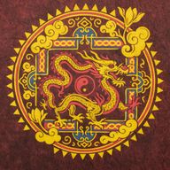 Nomad Sari Stonewashed Cotton T-Shirt - Dragon Mandala - Maroon - Medium