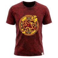 Nomad Sari Stonewashed Cotton T-Shirt - Dragon Mandala - Maroon - XL