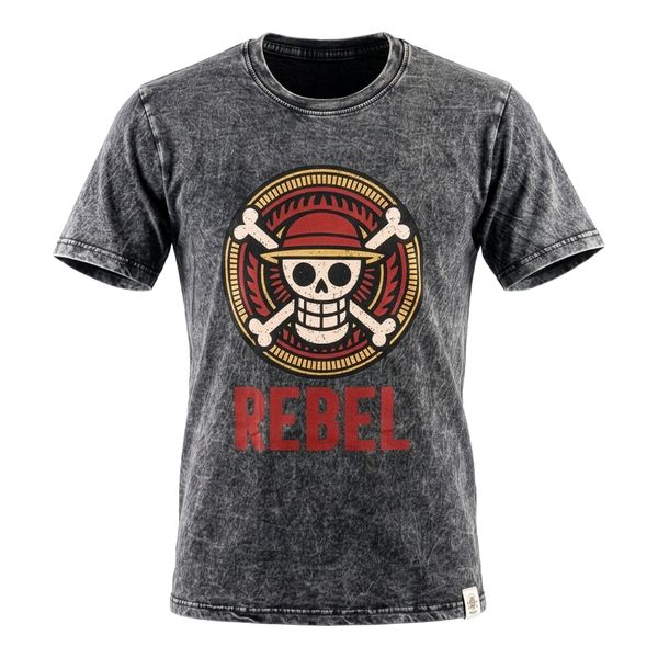Nomad Sari Stonewashed Cotton T-Shirt - Rebel - Charcoal - Medium