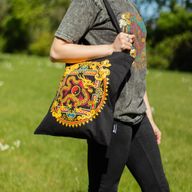 Iconic Classic Tote Bag - Dragon Yin & Yang- Black 6oz