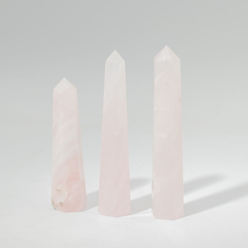 Gemstone Six Face Obelisk Point approx 11cm - Rose Quartz