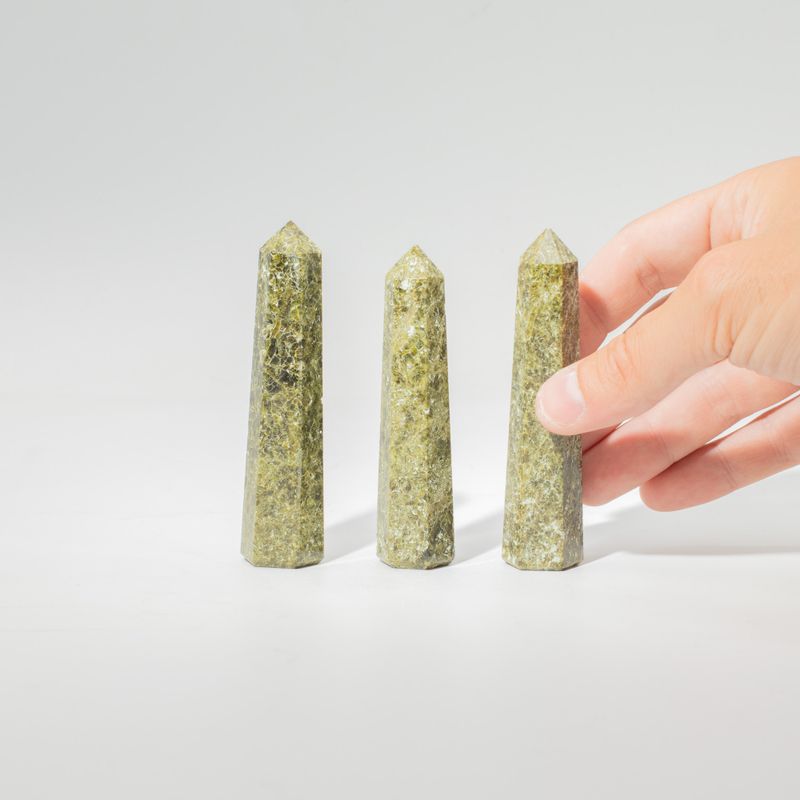 Gemstone Six Face Obelisk Point approx 11cm - Epidote