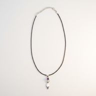 Indian Devotional Pendant - Silver Plated (45cm Cord)- Goddess Amethyst
