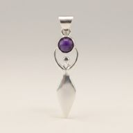 Indian Devotional Pendant - Silver Plated (45cm Cord)- Goddess Amethyst