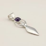 Indian Devotional Pendant - Silver Plated (45cm Cord)- Goddess Amethyst