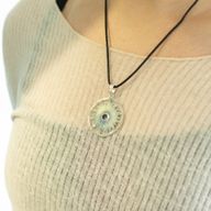 Indian Devotional Pendant - Silver Plated (45cm Cord)- Sun Worship Amethyst