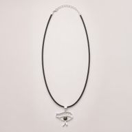 Indian Devotional Pendant - Silver Plated (45cm Cord)- Cleopatra Eye - Iolite