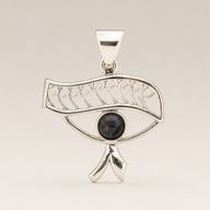 Indian Devotional Pendant - Silver Plated (45cm Cord)- Cleopatra Eye - Iolite