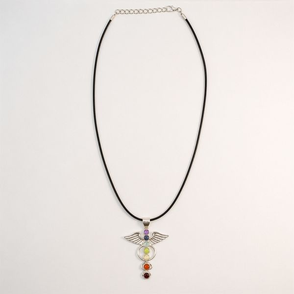 Indian Devotional Pendant - Silver Plated (45cm Cord)- Angel Chakra