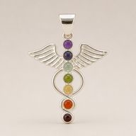 Indian Devotional Pendant - Silver Plated (45cm Cord)- Angel Chakra