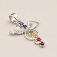 Indian Devotional Pendant - Silver Plated (45cm Cord)- Angel Chakra