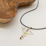 Indian Devotional Pendant - Silver Plated (45cm Cord)- Angel Chakra