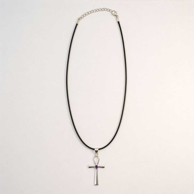 Indian Devotional Pendant - Silver Plated (45cm Cord)- Ankh Symbol of Eternal Life