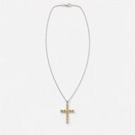 Indian Devotional Pendant - Silver Plated (45cm Chain)- Citrine Crucifix