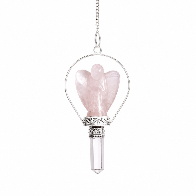 Angel Pendulum with Ring- Rose Quartz