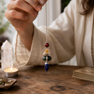 Four Elements Gemstone Pendulum - Red Jasper, Yellow Adventurine, Moss Agate, Sodalite & Moonstone