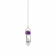 Seeker of Truth - Double Power Pendulum - Amethyst Globe - Clear Quartz Double Terminated