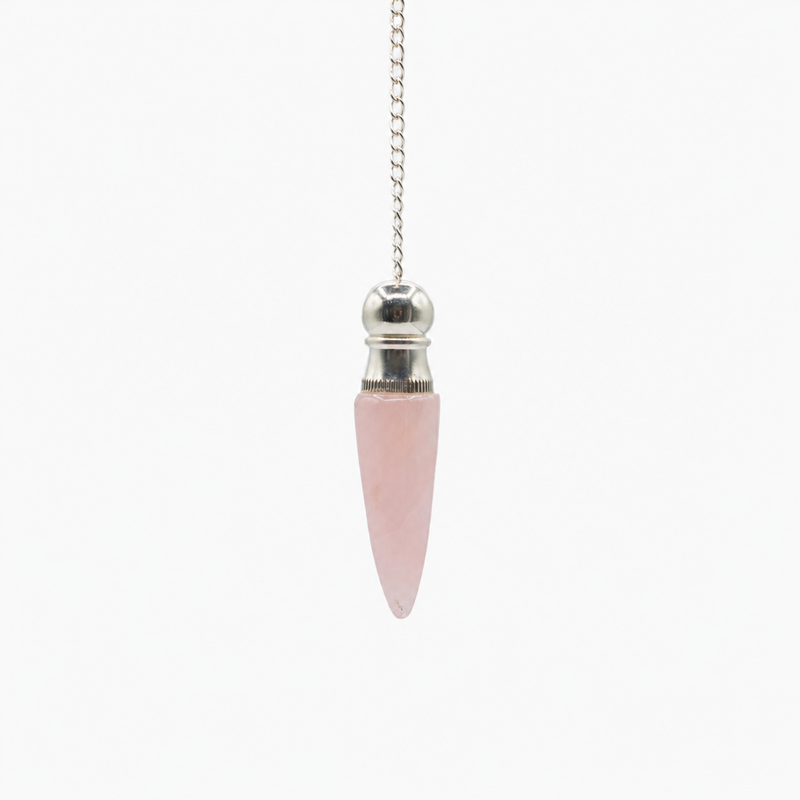 Secret Cavity Discovery of Truth Pendulum - Rose Quartz - Silver Plated