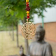 Indian Chimes - Brass Flower of Life with Rudraksha Beads String Bells - 6x63cm