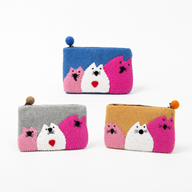Three Fat Cats Felt Purse- (3 assorted colours)