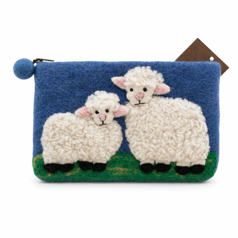 Countryside Classic Sheep Felt Zipper Pouch (3 asst)