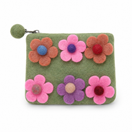 Six Flower Felt Zipper Pouch (3 asst)