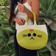 Lrg Grumpy Cat Felted Bag
