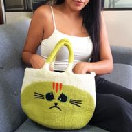 Lrg Grumpy Cat Felted Bag