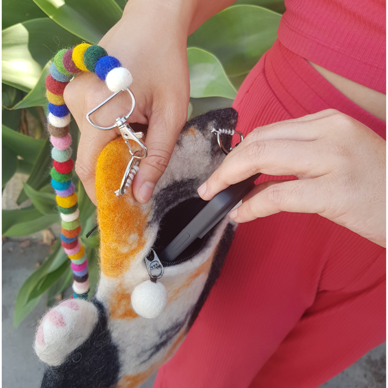 Witney the Flat Cat Felted Bag