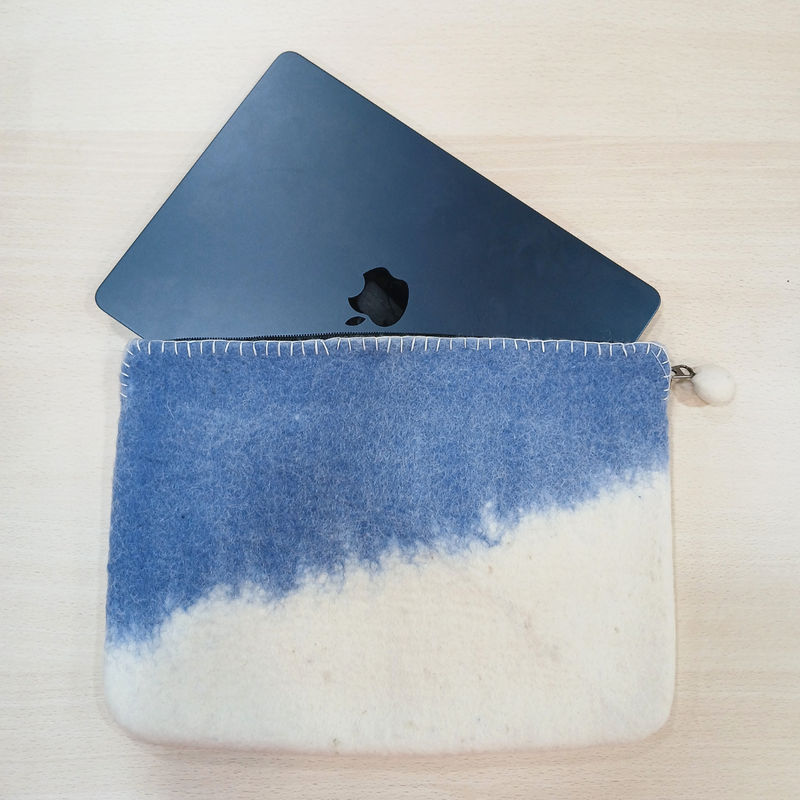 Felt Laptop Pouch (upto 14") - Blue Horzon