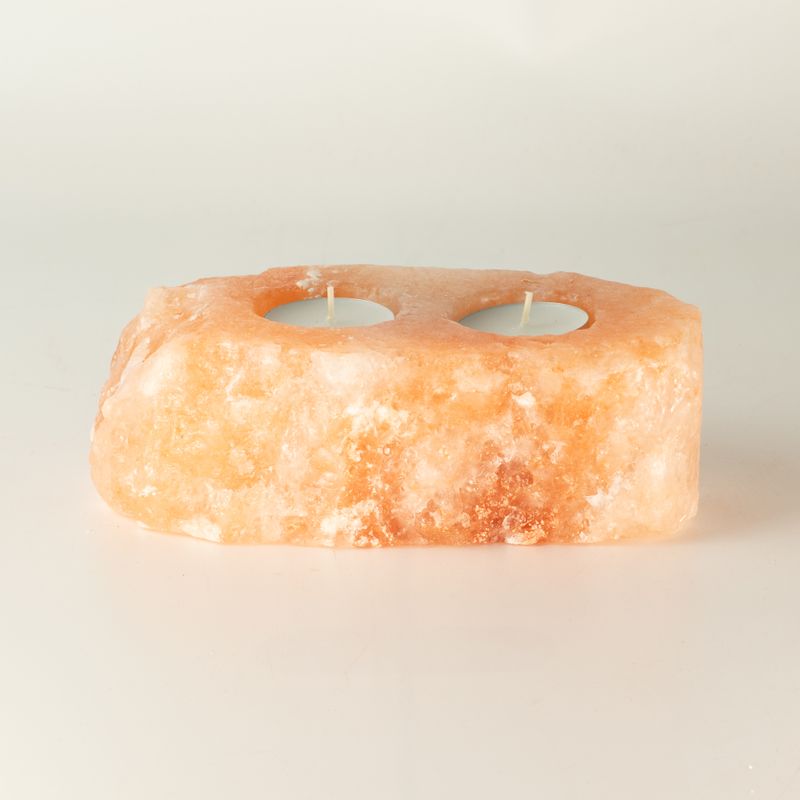 Natural Salt Candle Holder - 2 holes