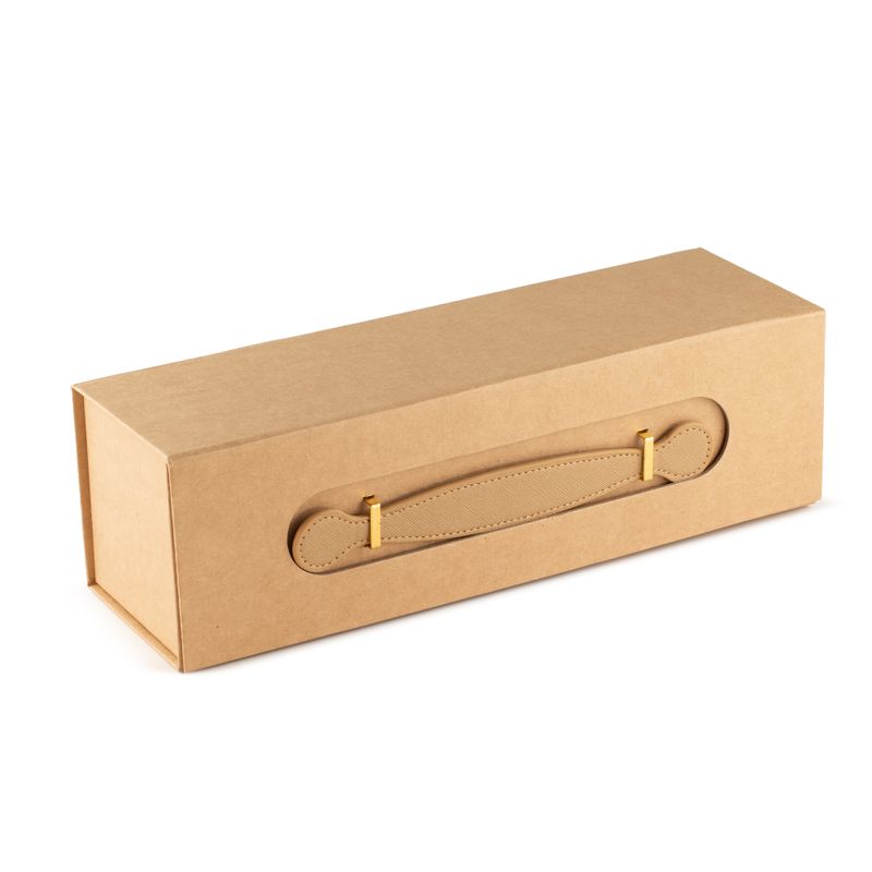 Flat Pack Gift Box - Wine Box Shape (33.5x10x10.5cm) - Brown Craft