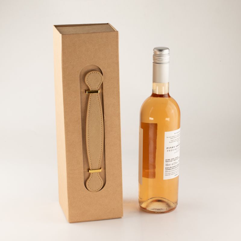 Flat Pack Gift Box - Wine Box Shape (33.5x10x10.5cm) - Brown Craft