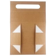 Flat Pack Gift Box - Wine Box Shape (33.5x10x10.5cm) - Brown Craft