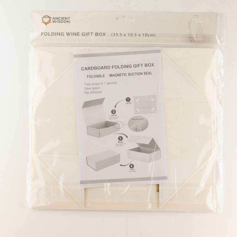 Flat Pack Gift Box - Wine Box Shape (33.5x10x10.5cm) - White