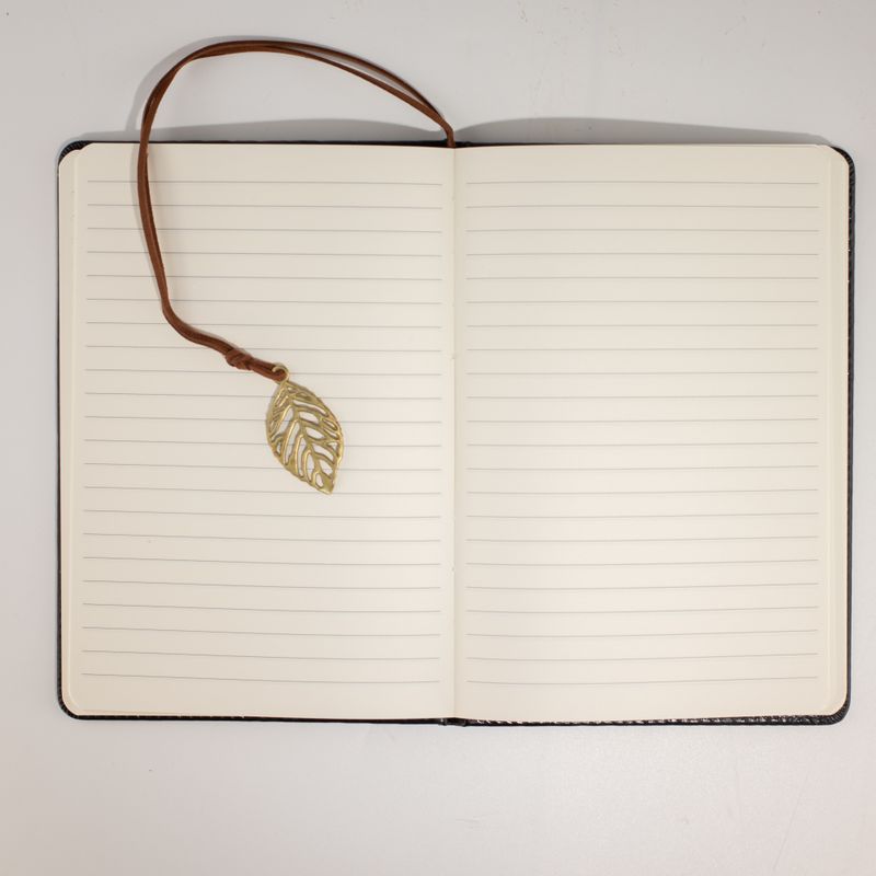 Intention Note Book - LCD Wipe Screen - Black Leather Effect - Brass Leaf - 80 Leafs