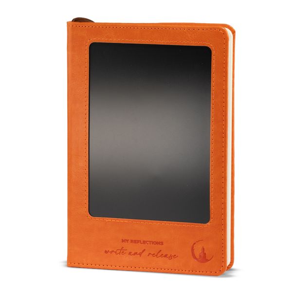 A5 Intention Note Book - LCD Wipe Screen - Orange Leather Effect - 160 Pages