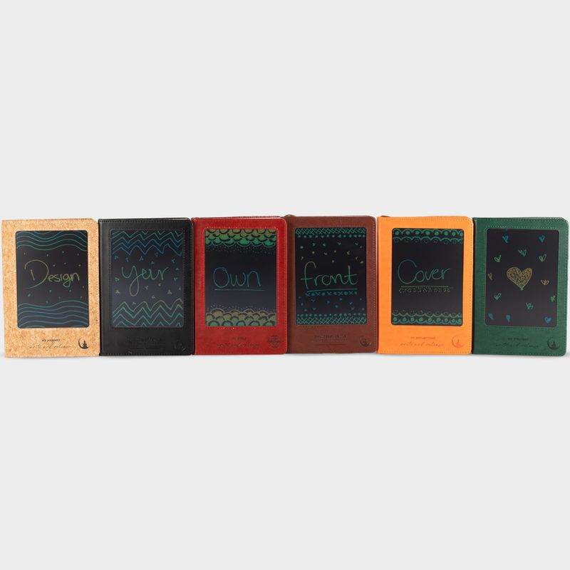 Intention Note Book - LCD Wipe Screen - Orange Leather Effect - Brass Leaf - 80 Leafs