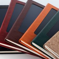 Intention Note Book - LCD Wipe Screen - Green Leather Effect - Brass Leaf - 80 Leafs