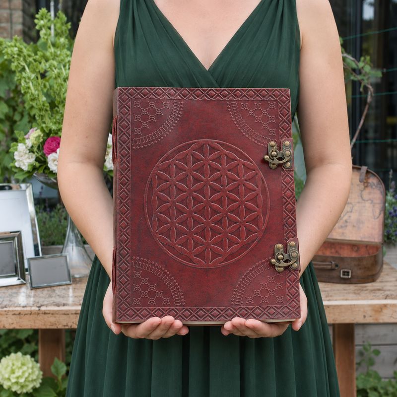 Huge Flower of Life Leather Book 10x13 (200 pages)