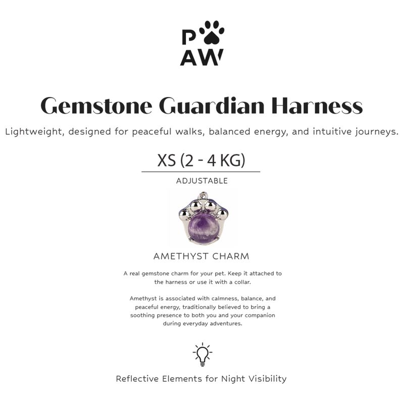 PAW - XS (2-4Kg) Dog Step-in Guardian Harness with Reflective Mesh - Lavender - Amethyst Charm