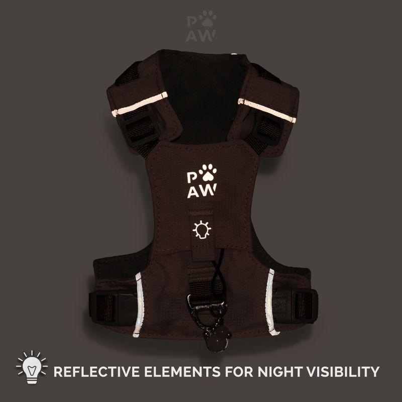 PAW - XS (2-4Kg) Dog Step-in Guardian Harness with Reflective Mesh - Rock Grey - Black Obsidian Charm