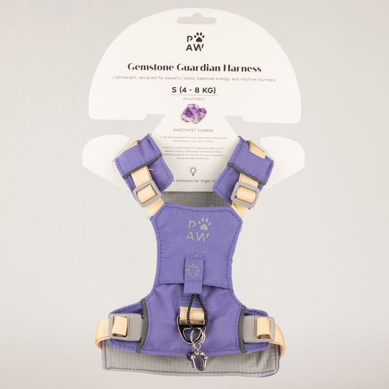 PAW - S (4-8Kg) Dog Step-in Guardian Harness with Reflective Mesh - Lavender - Amethyst Charm
