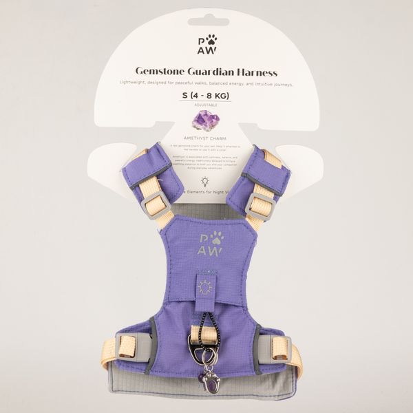 PAW - S (4-8Kg) Dog Step-in Guardian Harness with Reflective Mesh - Lavender - Amethyst Charm